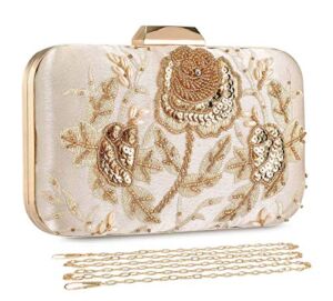 UBORSE Embroidery Sequin Beaded Clutch Purses for Women Evening Bags Formal Party Wedding Purses Prom Cocktail Party Handbags