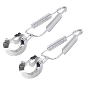 Cabilock 2pcs Stainless Steel Escargot Snail Tongs Food Serving Tongs Clamps Kitchen Escargot Clips for Home Hotel Restaurant Kitchen Cooking Tool