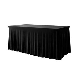 Your Magic Moment Spandex Table Skirts for Rectangle Tables 6ft and Fitted Table Cover 1 Piece, Wrinkle Resistant Cloth Table Cloth with Skirt, Spandex Table Cover and Table Skirt(Black)